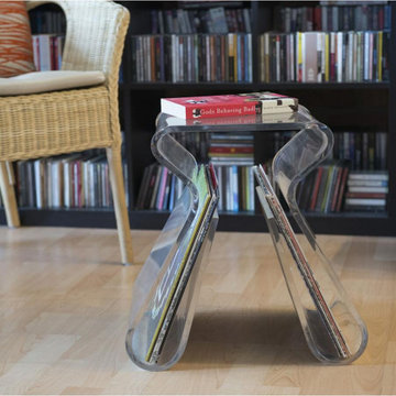 Modern Glass and Lucite Side End Tables