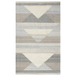 Kosas Home - Tierney Indoor Outdoor Handwoven Gray Multi Area Rug, 8x10 - Cool, natural hues combined an abstract geometric pattern give this rug an ephemeral effect that brightens any space. Handwoven with a contemporary design, the neutral tones complement any color scheme while the understated pattern suits any style. Recycled plastic bottles create the yarn in this rug making it a sustainable choice for any indoor or outdoor setting.