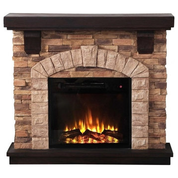 LIVILAND 45 in. Freestanding Magnesium Oxide Electric Fireplace in Tan