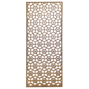 Rectangular Raw Plain Wood Flower Geometric Pattern Wall Panel Hws1962