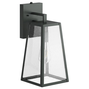 Modern 1-Light Dusk to Dawn Wall Sconce with Seeded Glass Shade