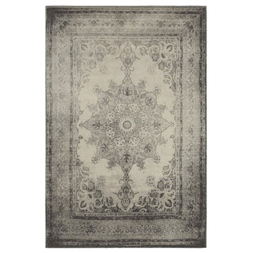 2'X3' Ivory And Gray Pale Medallion Scatter Rug