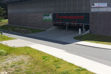 Schierke, Winterbergtor Parkplatz mit Betonpflaster gestaltet