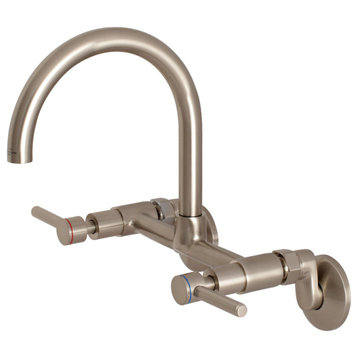 Kingston Brass Two-Handle Wall Mount Kitchen Faucet, Brushed Nickel