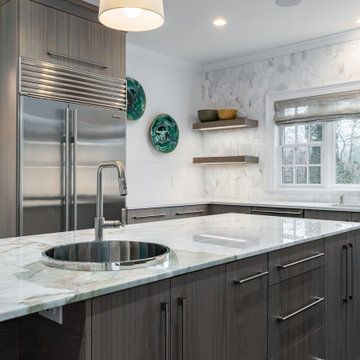 Beautiful Bleached Walnut Kitchen with a 16' Island