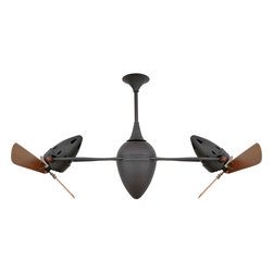 Ar Ruthiane Bronze Dual Ceiling Fan with Mahogany Blades - Ceiling Fans