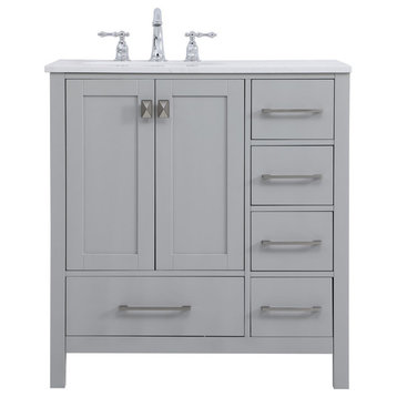 32 Inch Single Bathroom Vanity In Gray