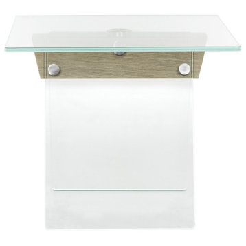 Kierston Modern Glass Loft Accent Table Gray Clear