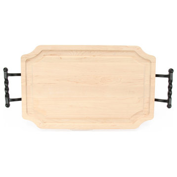 Scalloped Cutting Board, Twisted Ball Handles, Maple, 15x24x1.25"