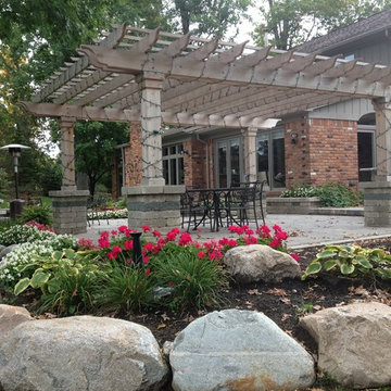 Cedar Pergola with Brick Columns