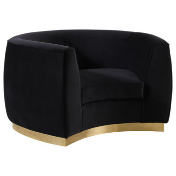 Julian Velvet Upholstered Chair, Black, Gold Base