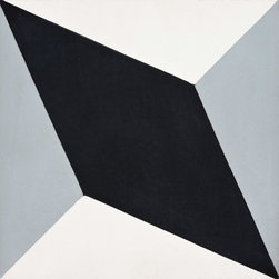 Moroccan Mosaic and Tile House - Diamond Handmade Cement Tile, Black/Gray, Sample - Wall And Floor Tile