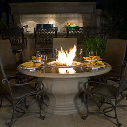 Round Inverted Dining Fire Table with Granite Top - Outdoor Products