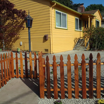 New Front Yard Picket Redwood Fence