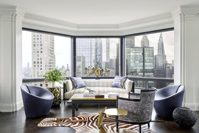 Example of a trendy living room design in New York