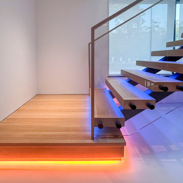 Project #126 | Contemporary Staircases with Integrated LEDs & Glass Railing