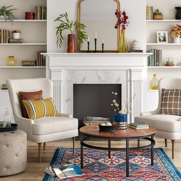 Cozy Traditional Living Room with Colorful Accent Decor Collection