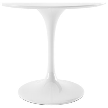 36" White Fiberglass And Metal Dining Table