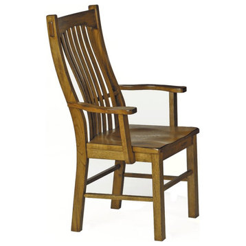 A-America Laurelhurst Mission Slatback Dining Arm Chair in Rustic Oak (Set of 2)