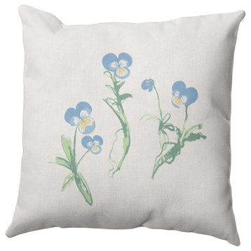 What a Pansy Outdoor Pillow, Blue, 18"x18"