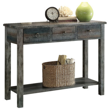 Acme Glancio Console Table Antique Gray and Teal