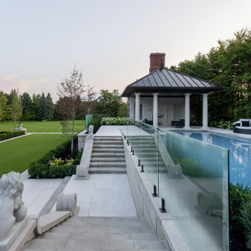 Luxury Landscape and Hardscape Design | Poolside Pavilion, Sports Court & Custom