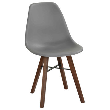 Cortesi Home Xena Walnut/Gray Plastic Dining Chairs, Set of 4