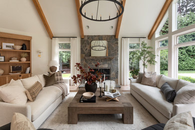 Inspiration for a transitional living room remodel in Detroit