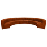Meridian Furniture - Limitless Velvet Upholstered 10-Piece Modular Sectional, Cognac - Invest in your home's comfort with this Limitless 10 Piece Sectional. This modular unit offers tons of flexibility in the number of ways that you can put each piece in the Limitless collection together to get the ideal customized look. Upholstered in cognac velvet, this beautiful piece is soft and cool to the touch, so you can feel comfortable from every angle. Button and channel tufting add to this unit's upscale look and contemporary charm.
