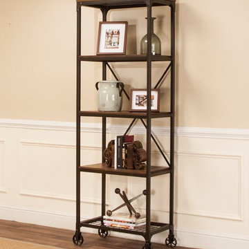 Sunset Trading Rustic Elm Industrial 4 Shelf Bookcase