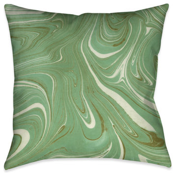 Green Marble Outdoor Decorative Pillow, 18"x18"