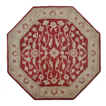 Rugsotic Carpets Hand Tufted Wool Area Rug Red Gold, Red Gold, [Octagon] 8'x8'