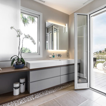 Modern bathroom interior of a villa on Cote d'Azur.