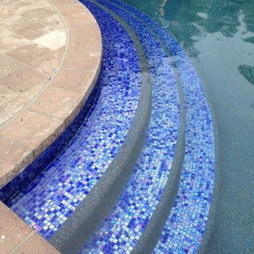 Iridescent jewels pool glass tile