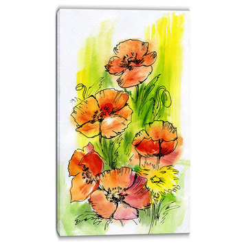 "Bouquet Poppies" Canvas Print, 20"x40"