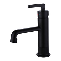 RBROHANT - Modern Geometric Design Solid Brass Single Hole Bathroom Faucet, Matte Black - Bathroom Sink Faucets