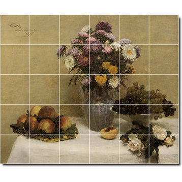 Henri Fantin-Latour Flowers Painting Ceramic Tile Mural #148, 36"x30"