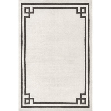 nuLOOM Imani Classic Border Traditional Striped Area Rug, Beige 5'x7'5"