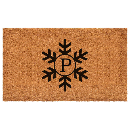 Calloway Mills Snowflake Monogram Doormat, 36"x72", Letter P