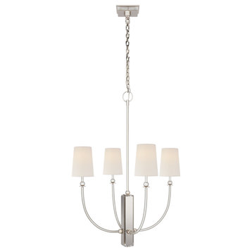 Hulton Medium Chandelier in Polished Nickel with Linen Shades