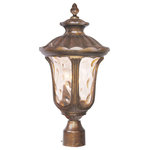 Livex Lighting - Oxford Outdoor Post Head, Moroccan Gold - From the Oxford outdoor lantern collection, this traditional design will add curb appeal to any home. It features a handsome, antique-style post plate and decorative arm. Light amber water glass  cast an appealing light and lends to its vintage charm. Wall plate, arm and other details are all in a moroccan gold finish.