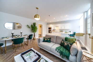 Design ideas for an expansive contemporary living room in Kent.