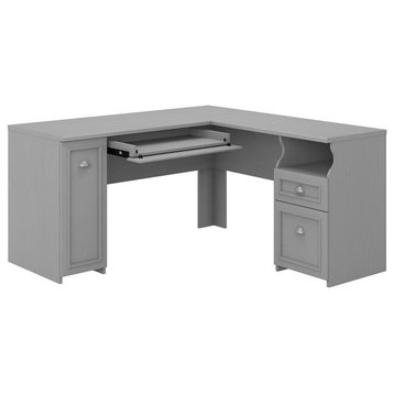 Scranton & Co Furniture Fairview 60W L Shaped Desk with Storage in Cape Cod Gray