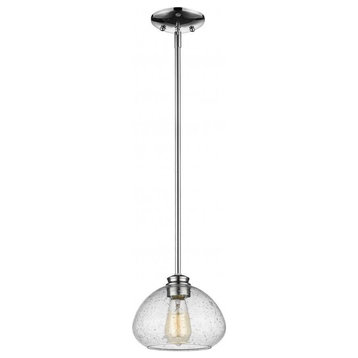 Chrome Amon 1 Light Pendant with Clear Bowl Glass Shade