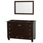 Wyndham Collection - Acclaim 48" Espresso Single Vanity, No Top, No Sink, 24" - Sublimely linking traditional and modern design aesthetics, and part of the exclusive Wyndham Collection Designer Series by Christopher Grubb, the Acclaim Vanity is at home in almost every bathroom decor. This solid oak vanity blends the simple lines of traditional design with modern elements like beautiful overmount sinks and brushed chrome hardware, resulting in a timeless piece of bathroom furniture. The Acclaim is available with a White Carrara or Ivory marble counter, a choice of sinks, and matching Mrrs. Featuring soft close door hinges and drawer glides, you'll never hear a noisy door again! Meticulously finished with brushed chrome hardware, the attention to detail on this beautiful vanity is second to none and is sure to be envy of your friends and neighbors