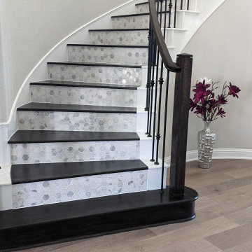 Curved Stairs With Wood And Tile
