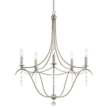 Crystorama Lighting Group 435 Metro 5 Light 28"W Taper Candle - Antique Silver