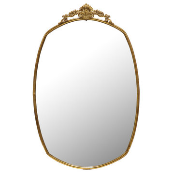 25"x40" Classic French Irregular Mirror With Antique Gold Finish Metal Frame