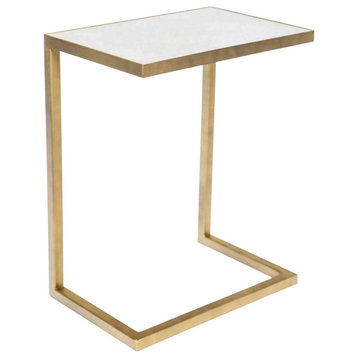 Accent Table ARIA Antique Brass White Marble Metal
