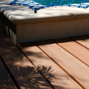 All-Safe Pool Net. Dek Dots Dekor Lighting within Indonesian hardood deck.
